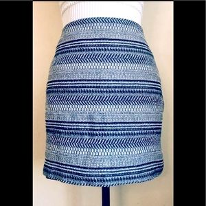 White & Navy Blue Striped Mini Skirt, A-Line, Sz. 4